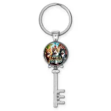 Брелок ключ, цвет серебро, с кольцом для ключей, Город котов C0202044