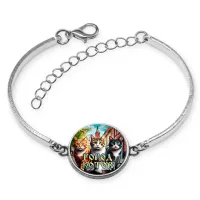 Браслет металлический, цвет серебро, Город котов C0202046