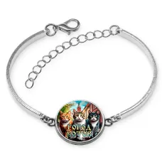 Браслет металлический, цвет серебро, Город котов C0202046