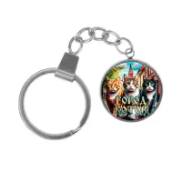 Брелок, нержавеющая сталь, с кольцом для ключей, Город котов C0202061