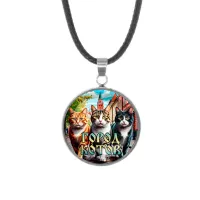 Кулон, нержавеющая сталь, со шнурком, Город котов C0202062