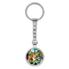 Круглый брелок, цвет серебро, с цепочкой, Зеленоградские коты C0203022