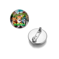 Круглый значок, цвет серебро, Зеленоградские коты C0203023