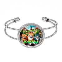 Браслет металлический, цвет серебро, Зеленоградские коты C0203034