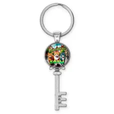 Брелок ключ, цвет серебро, с кольцом для ключей, Зеленоградские коты C0203044