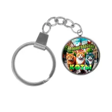 Брелок, нержавеющая сталь, с кольцом для ключей, Зеленоградские коты C0203061