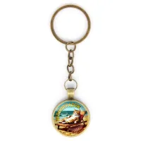 Круглый брелок, цвет бронза, с цепочкой, Зеленоградск C0204018