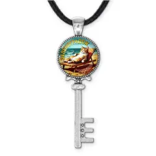 Кулон ключ, цвет серебро, со шнурком, Зеленоградск C0204043