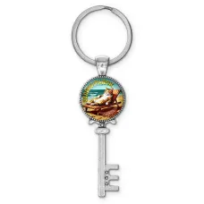 Брелок ключ, цвет серебро, с кольцом для ключей, Зеленоградск C0204044