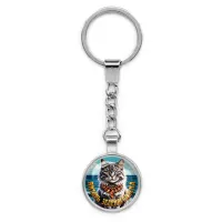 Круглый брелок, цвет серебро, с цепочкой, Янтарь Зеленоградска C0207022