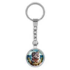 Круглый брелок, цвет серебро, с цепочкой, Янтарь Зеленоградска C0207022