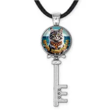 Кулон ключ, цвет серебро, со шнурком, Янтарь Зеленоградска C0207043