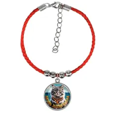 Браслет из красного шнура, Янтарь Зеленоградска C0207047