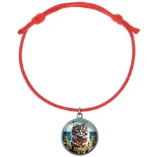 Браслет из красного шнура, Янтарь Зеленоградска C0207052