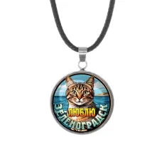 Кулон, нержавеющая сталь, со шнурком, Люблю Зеленоградск C0208062