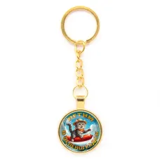 Круглый брелок, цвет золото, с цепочкой, Летим в Зеленоградск C0209020
