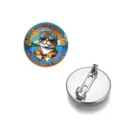 Круглый значок, цвет серебро, Лето. Плавки. Рок-н-ролл C0210023