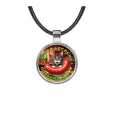 Кулон, цвет серебро, со шнурком, Купил сосиску C0213027