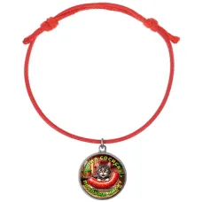 Браслет из красного шнура с подвеской C0213052