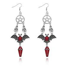 Серьги Гроб, летучая мышь и пентаграмма, 12х4х2см SE331