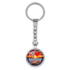 Круглый брелок, цвет серебро, с цепочкой, Я люблю море C0301022