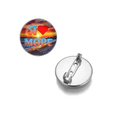 Круглый значок, цвет серебро, Я люблю море C0301023