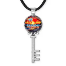 Кулон ключ, цвет серебро, со шнурком, Я люблю море C0301043