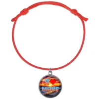 Браслет из красного шнура, Я люблю море C0301052