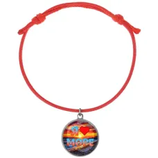 Браслет из красного шнура, Я люблю море C0301052