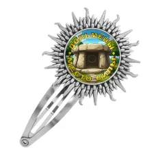 Заколка металлическая, цвет серебро, Дольмены - место силы C0302045