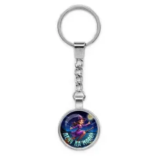 Круглый брелок, цвет серебро, с цепочкой, Лечу на море C0304022