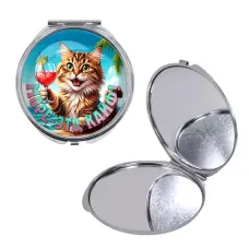 Круглое складное зеркало, цвет серебро, Море - это кайф C0307016