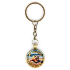 Круглый брелок, цвет бронза, с цепочкой, На память о море C0309018