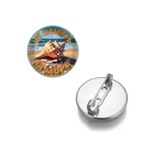 Круглый значок, цвет серебро, На память о море C0309023