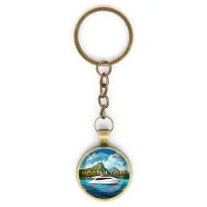Круглый брелок, цвет бронза, с цепочкой, Море и горы C0310018