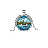 Кулон, цвет серебро, с цепочкой, Море и горы C0310026