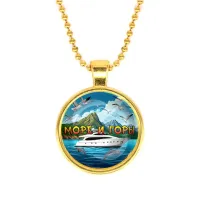 Кулон, цвет золото, с цепочкой, Море и горы C0310032