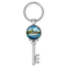 Брелок ключ, цвет серебро, с кольцом для ключей, Море и горы C0310044