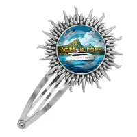 Заколка металлическая, цвет серебро, Море и горы C0310045