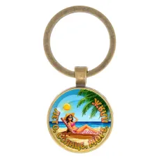 Круглый брелок, цвет бронза, Лето, солнце, море, пляж C0311017