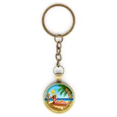Круглый брелок, цвет бронза, с цепочкой, Лето, солнце, море, пляж C0311018