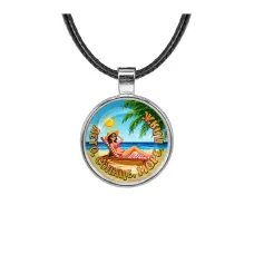 Кулон, цвет серебро, со шнурком, Лето, солнце, море, пляж C0311027