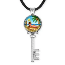 Кулон ключ, цвет серебро, со шнурком, Лето, солнце, море, пляж C0311043