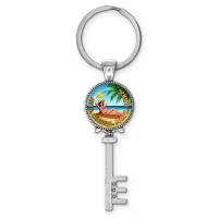 Брелок ключ, цвет серебро, с кольцом для ключей, Лето, солнце, море, пляж C0311044