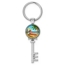 Брелок ключ, цвет серебро, с кольцом для ключей, Лето, солнце, море, пляж C0311044