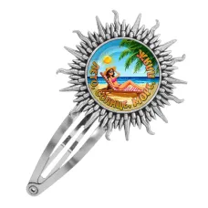 Заколка металлическая, цвет серебро, Лето, солнце, море, пляж C0311045