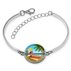 Браслет металлический, цвет серебро, Лето, солнце, море, пляж C0311046
