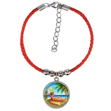 Браслет из красного шнура, Лето, солнце, море, пляж C0311047