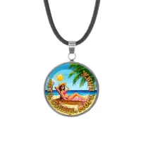 Кулон, нержавеющая сталь, со шнурком, Лето, солнце, море, пляж C0311062