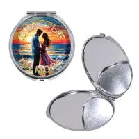 Круглое складное зеркало, цвет серебро, Счастье на море C0312016